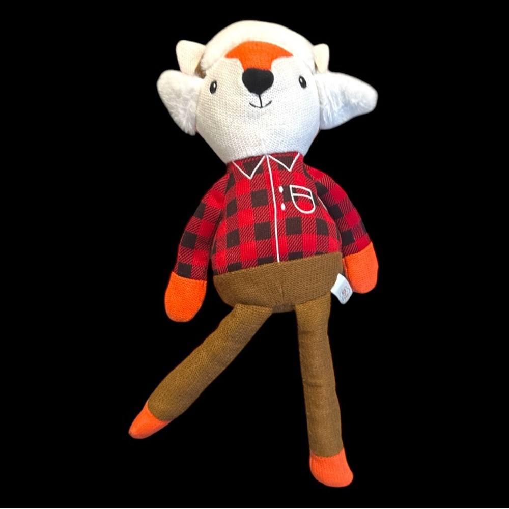 Spark Create Imagine Red Plaid Fox Rattle with Crinkle Ears Plush 20”